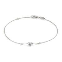 Armband 750/18 K Weissgold Zirkonia 2 Steine Herz 17-19 cm verstellbar-610869