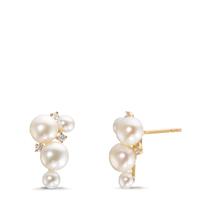 Pendant d'oreilles Or jaune 18K Diamant 0.09 ct, w-si perle d'eau douce, 8 Perles 3.5-5.5 mm-612221