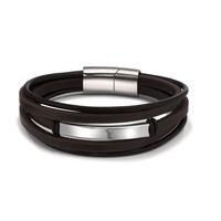 Gourmette avec gravure Acier inoxydable, Cuir 21.5 cm-612327