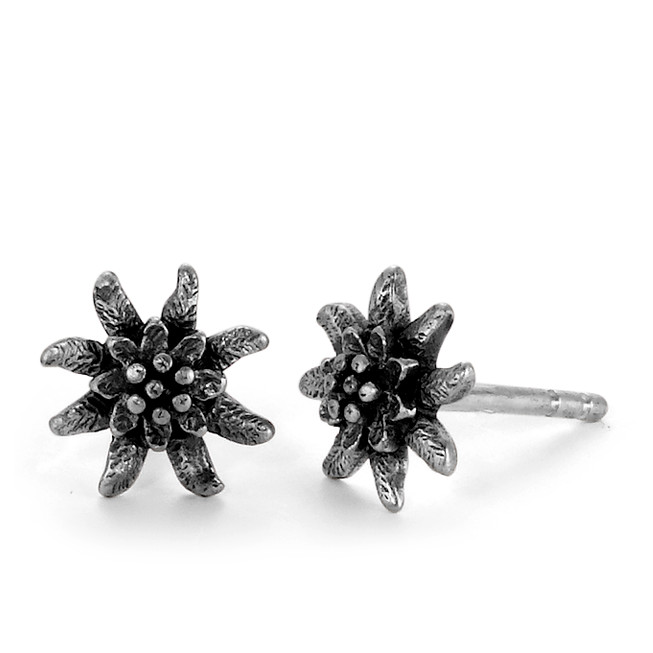 Clous d'oreilles Argent Patinée Edelweiss Ø7 mm-112909