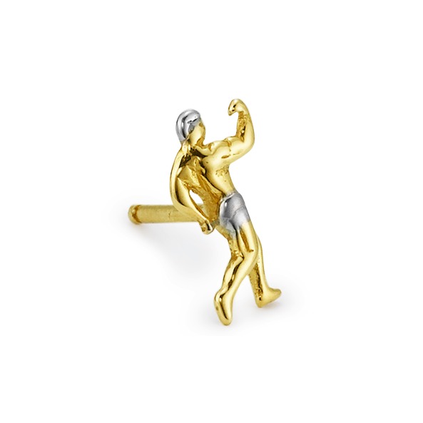 Clous d'oreille à l'unité Or jaune 18K Musculation, Lutte-188331