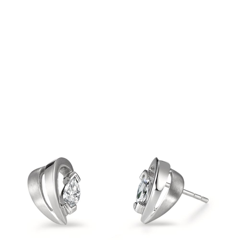 Clous d'oreilles Argent Zircone 2 Pierres Rhodié-221665