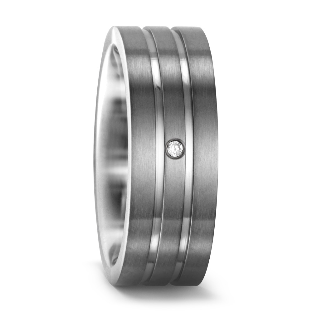 Bague Titane Zircone blanc, rond-221715