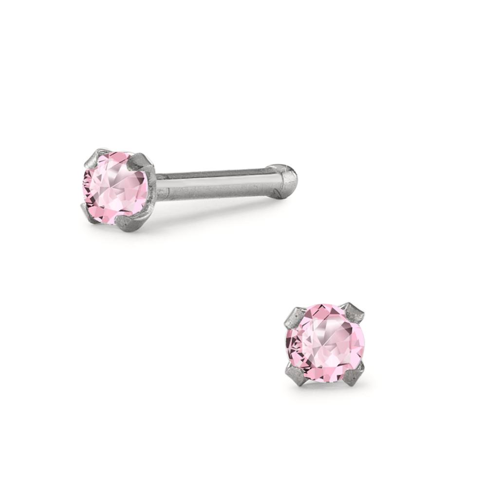 Nasenstecker Edelstahl Kristall rosa Ø2 mm-222516