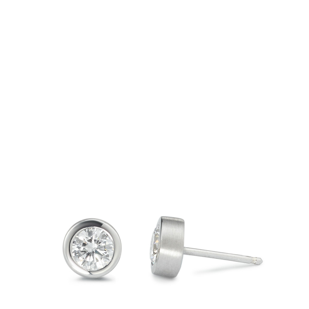 Clous d'oreilles Argent Zircone 2 Pierres Rhodié-223052