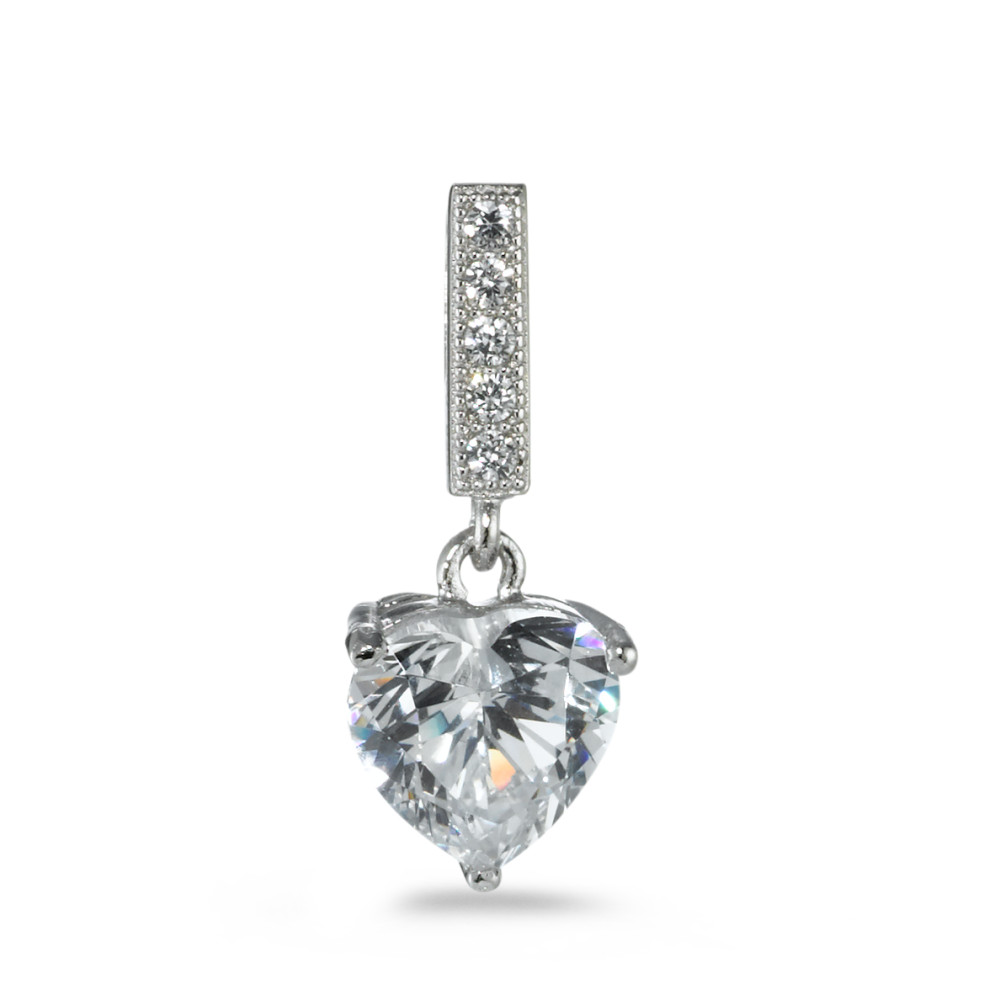 Pendentif Argent Zircone blanc, 6 Pierres Rhodié Coeur-223361