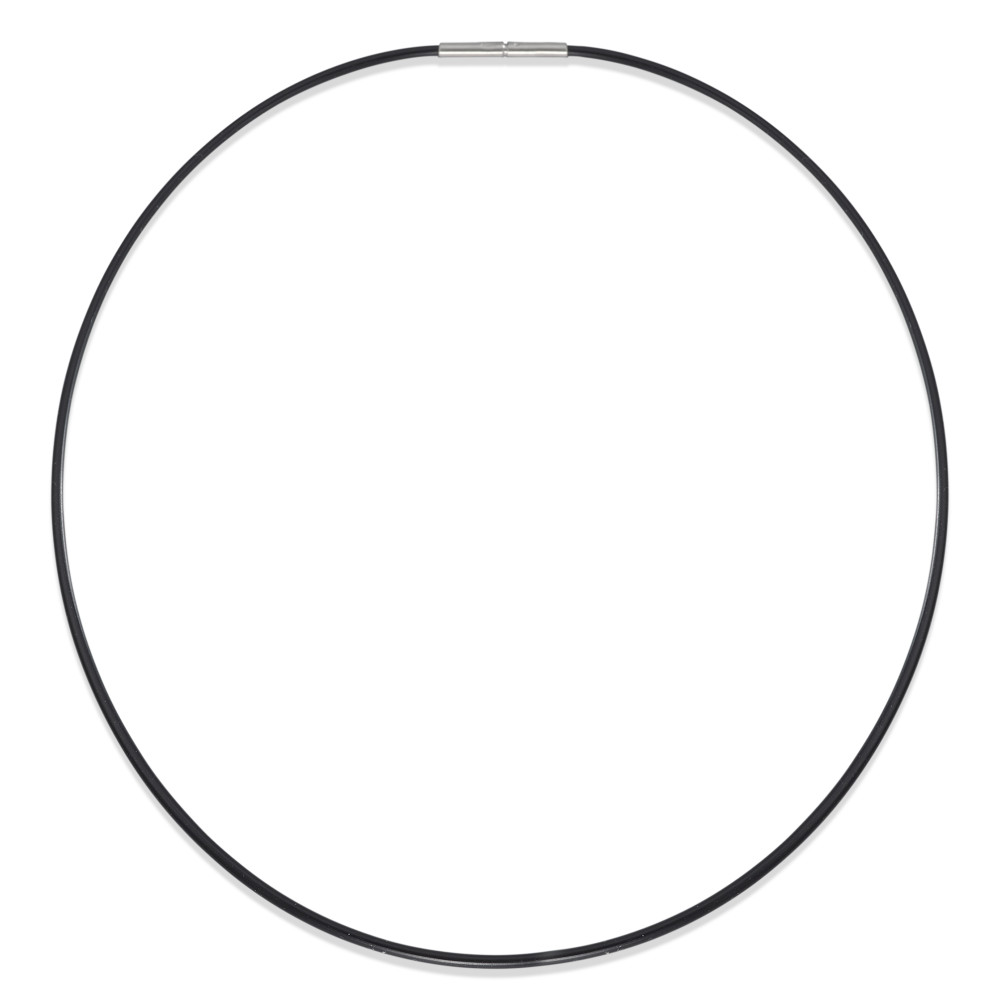 Kautschuk Collier Nero Ø2.0mm mit TeNo Safe Lock System und Bajonetteverschluss, 50cm-304261