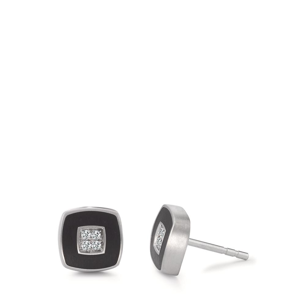 Clous d'oreilles Acier inoxydable, Céramique Diamant 0.064 ct, 8 Pierres, tw-si-305778