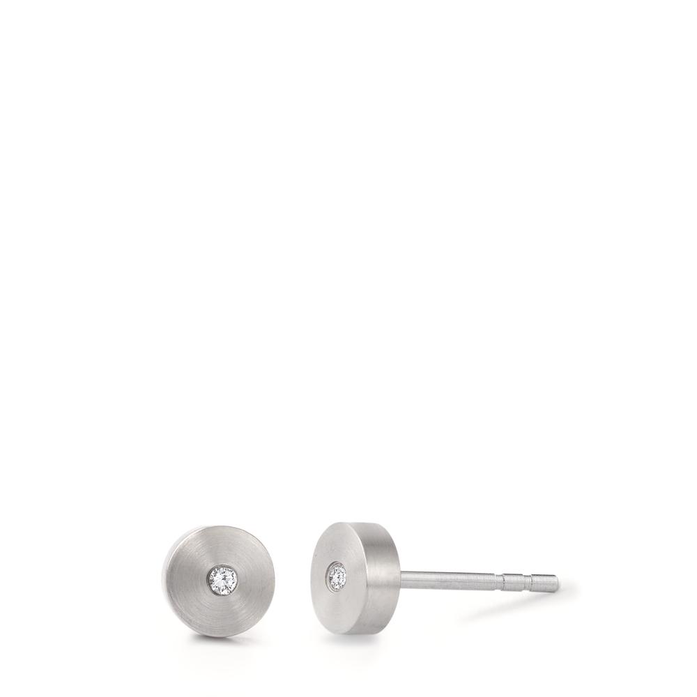 Clous d'oreilles Acier inoxydable Diamant 0.024 ct, 2 Pierres, tw-si Ø5 mm-305880