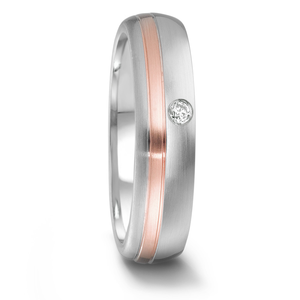 Alliance Acier inoxydable, Or rose 18K Diamant 0.04 ct, tw-si-307512