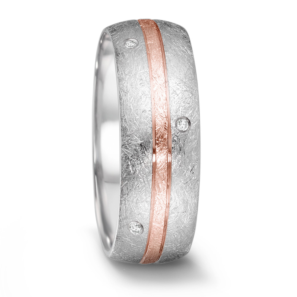 Bague Acier inoxydable, Or rose 18K Diamant 0.064 ct, 8 Pierres, tw-si-307546