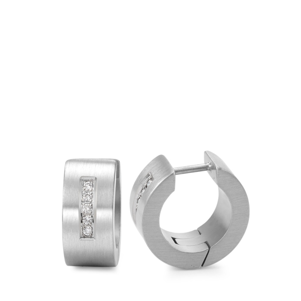Créoles à charnières Acier inoxydable Diamant 0.08 ct, 10 Pierres, tw-si-307971