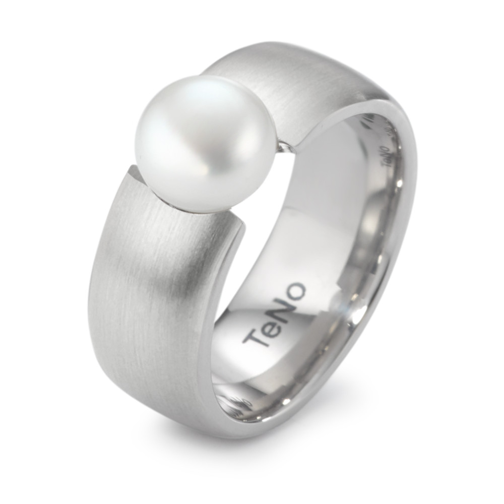 Bague Acier inoxydable perle d'eau douce blanc 7-8 mm-308091