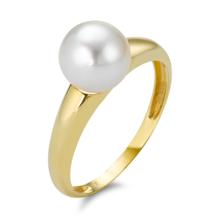 Bague or 750 avec perle-348325