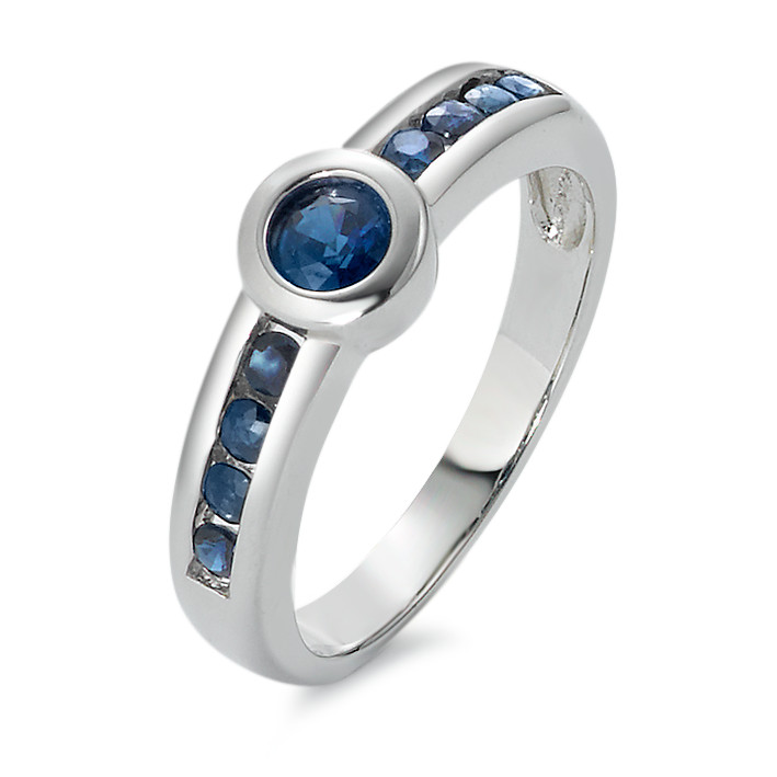 Bague or blanc 750 et saphirs-348565