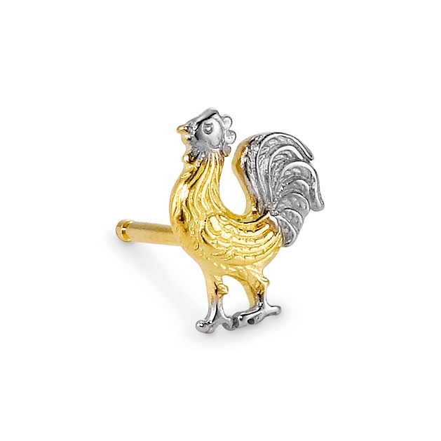 Clous d'oreille à l'unité Or jaune 18K Coq-503526