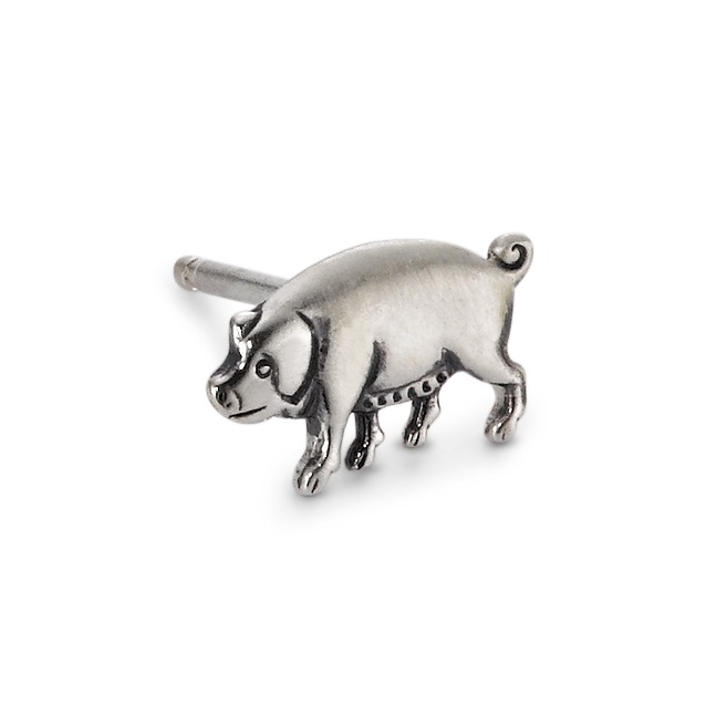 Clous d'oreille à l'unité Argent Patinée Cochon-504025