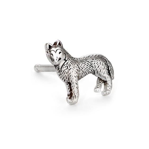 Clous d'oreille à l'unité Argent Patinée Chien-504049