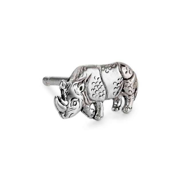 Clous d'oreille à l'unité Argent Rhinocéros-504182