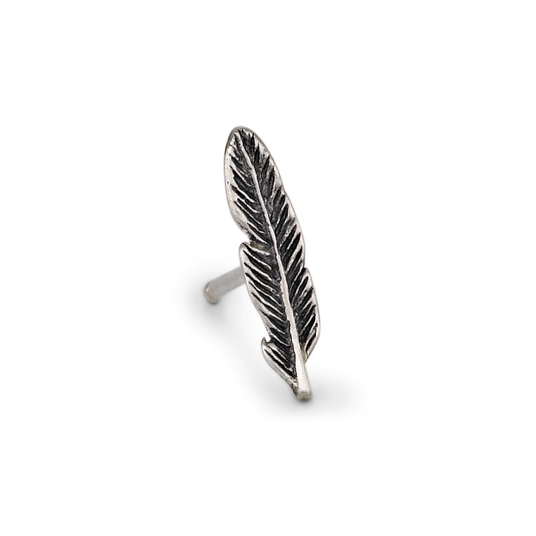 Clous d'oreille à l'unité Argent Patinée Plume-505056