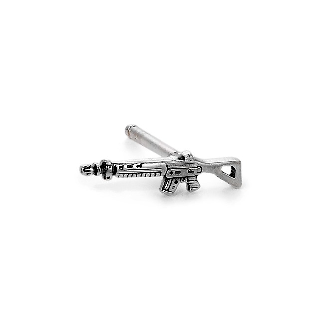 Clous d'oreille à l'unité Argent Patinée Fusil d'Assaut-510549