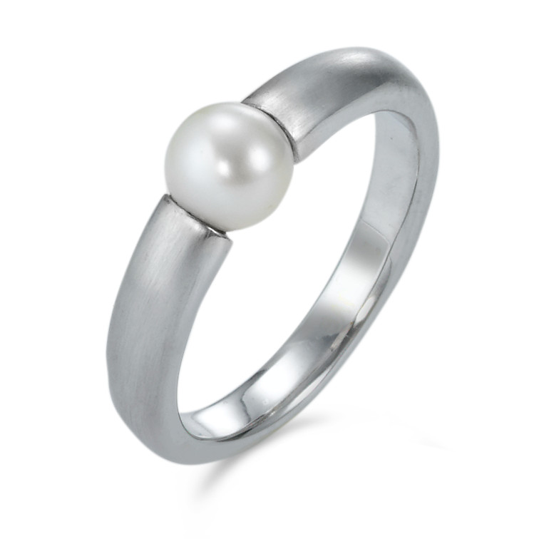 Bague Or blanc 18K perle d'eau douce blanc, 6 mm-513420