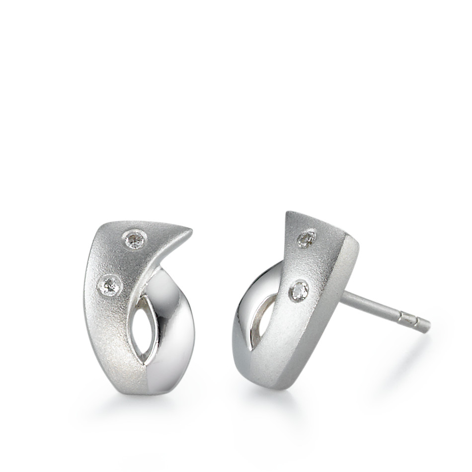 Clous d'oreilles Argent Zircone 4 Pierres Rhodié-515799