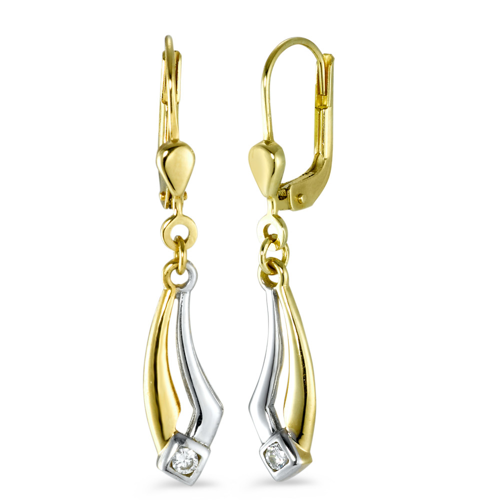 Pendant d'oreilles Or jaune 18K Zircone 2 Pierres-516105