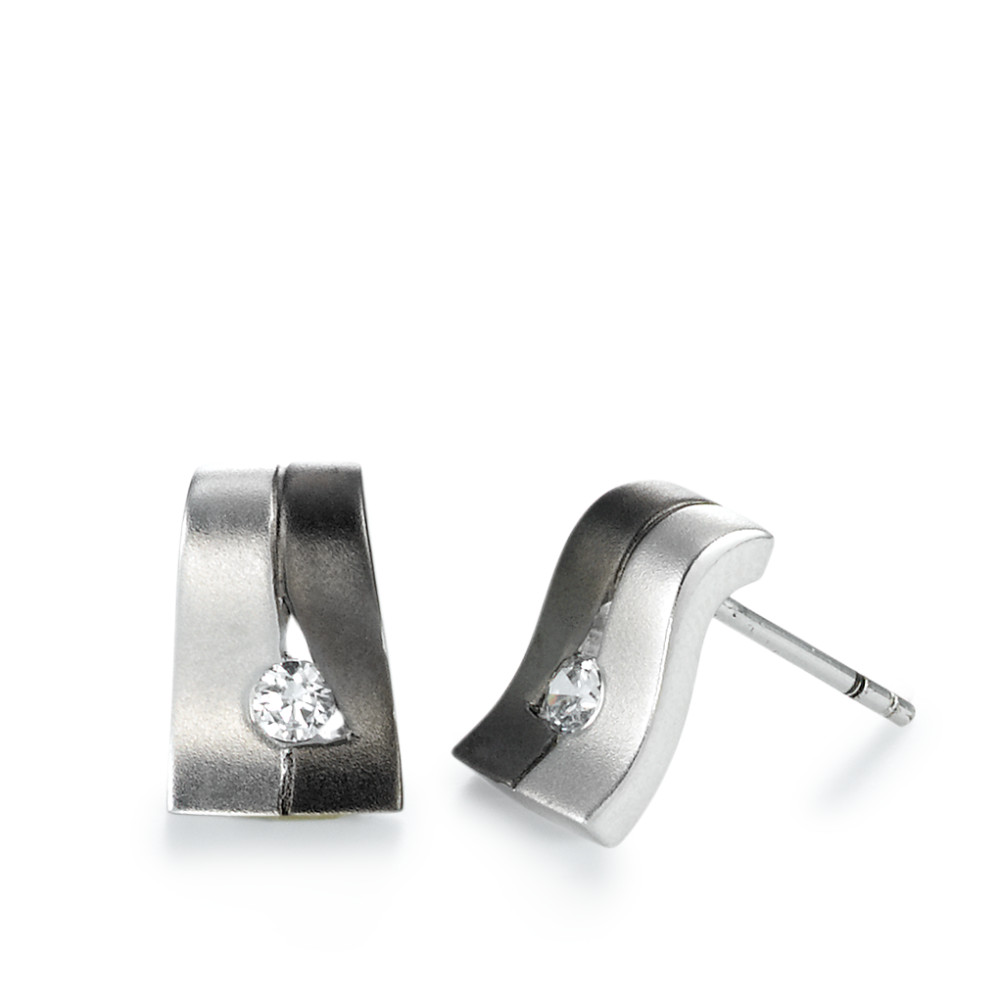 Clous d'oreilles Argent Zircone 2 Pierres Rhodié-517536