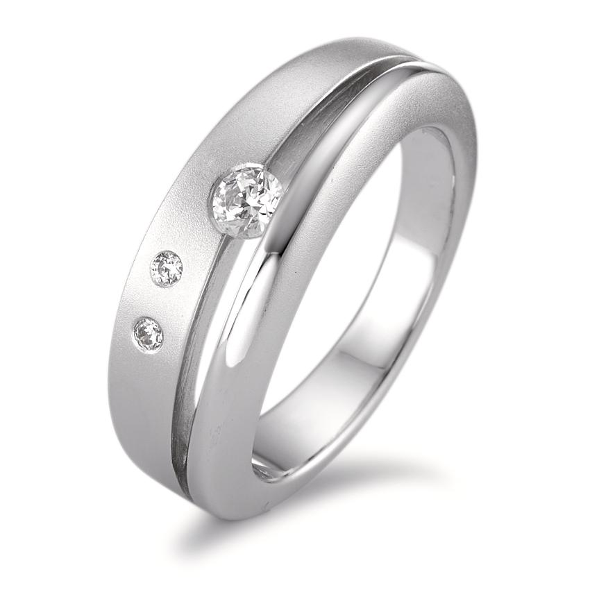 Fingerring Silber Zirkonia 3 Steine rhodiniert-517560