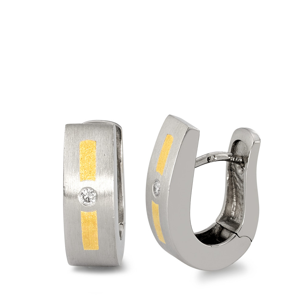 Créoles à charnières Platine 950, Or jaune 18K Diamant 0.05 ct, 2 Pierres, w-si-517951