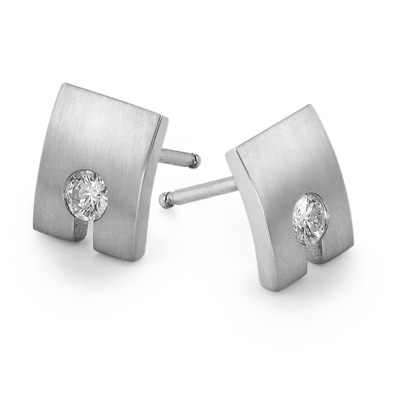 Clous d'oreilles Or blanc 18K Diamant 0.20 ct, 2 Pierres, w-si-520390