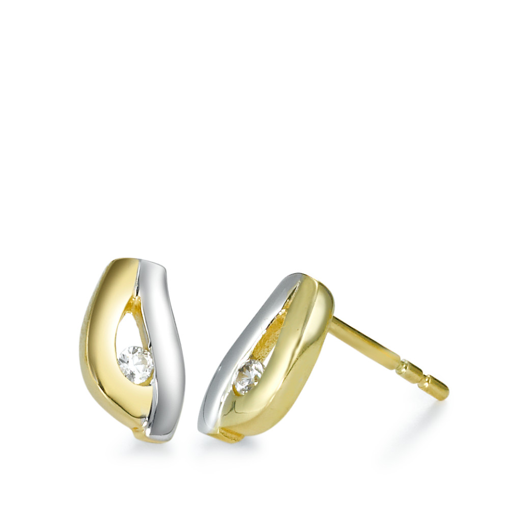 Clous d'oreilles Or jaune 18K Zircone 2 Pierres-525176