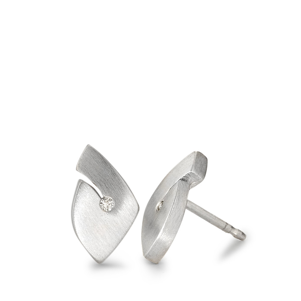 Clous d'oreilles Platine 950 Diamant 0.02 ct, 2 Pierres, w-si-525849