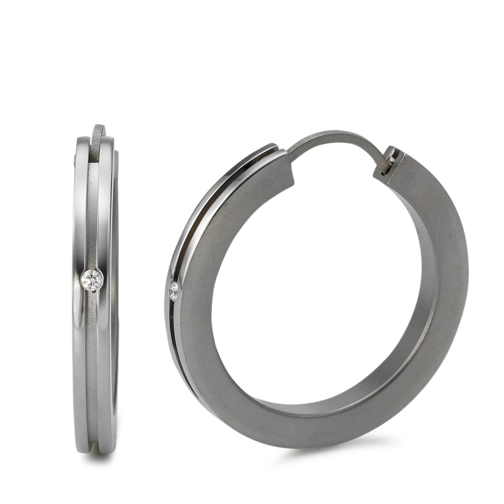 Créoles Titane Diamant 0.04 ct, 2 Pierres, w-si-526093