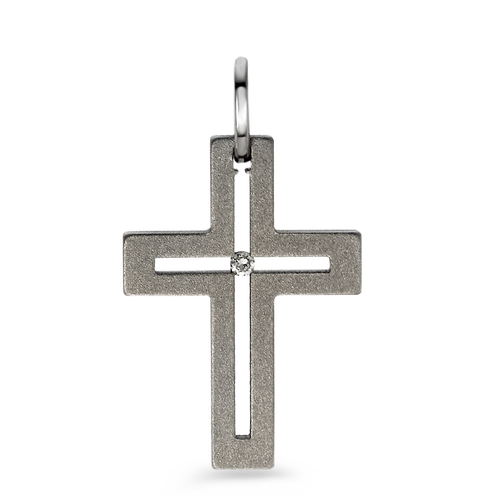 Pendentif Titane, Or blanc 18K Diamant 0.015 ct, w-si-527026