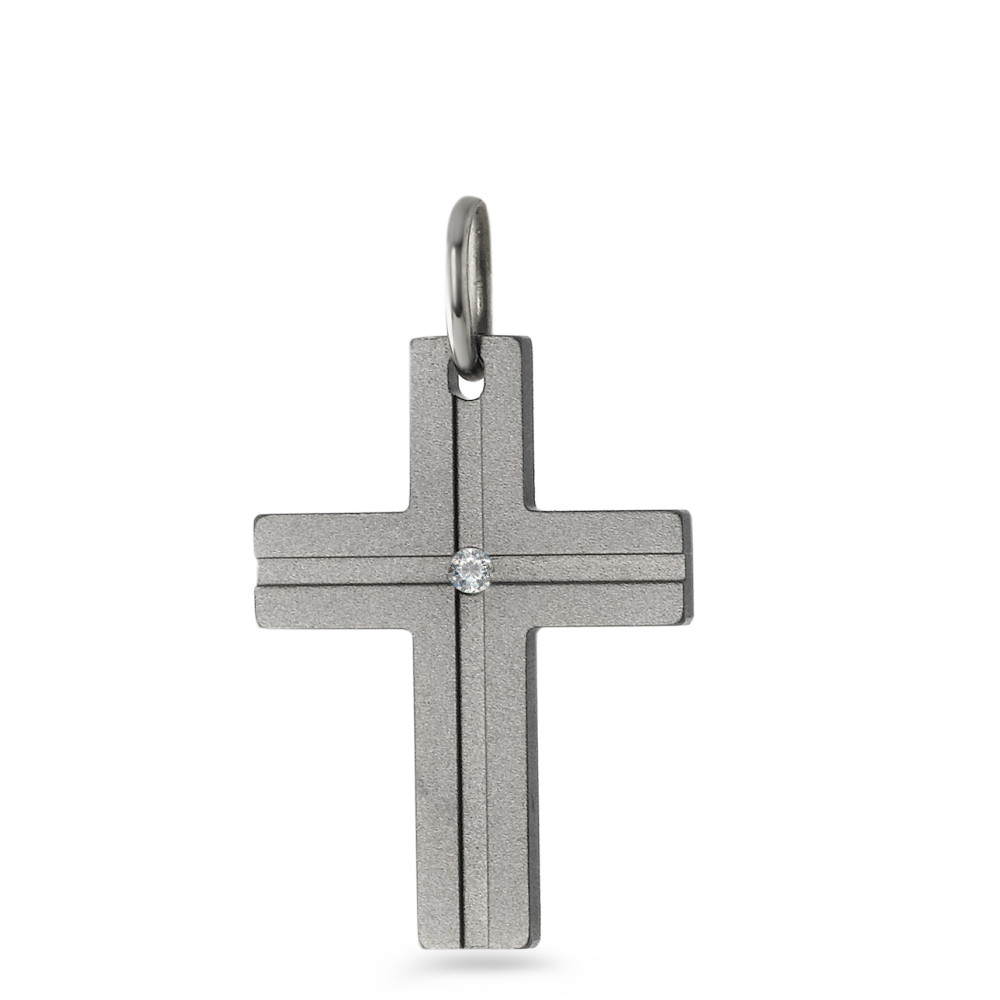 Anhänger Titan, 750/18 K Weissgold Diamant 0.015 ct, w-si-527027