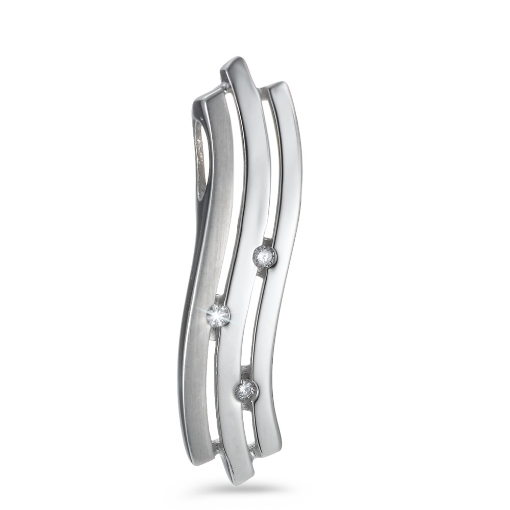Pendentif Or blanc 18K Diamant 0.04 ct, 3 Pierres, w-si-527160
