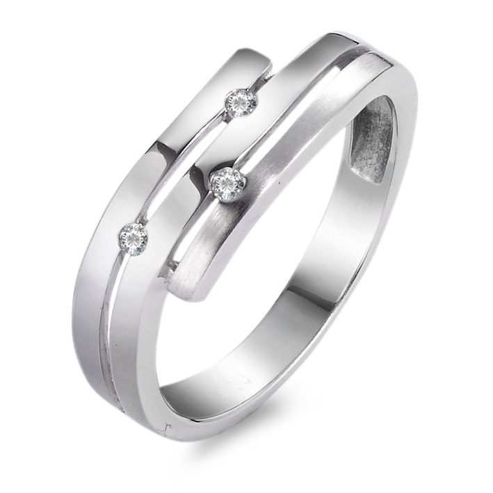 Bague Or blanc 18K Diamant 0.045 ct, 3 Pierres, w-si-527162