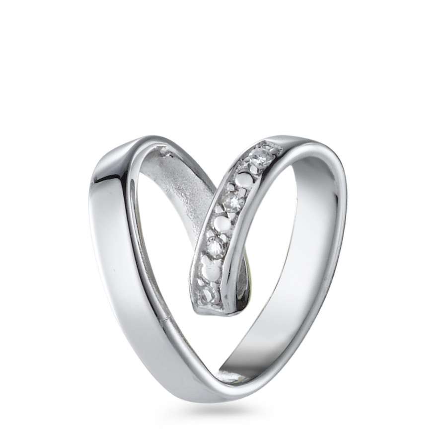 Pendentif Or blanc 18K Diamant 0.02 ct, 4 Pierres, brillant, w-si Coeur-527170