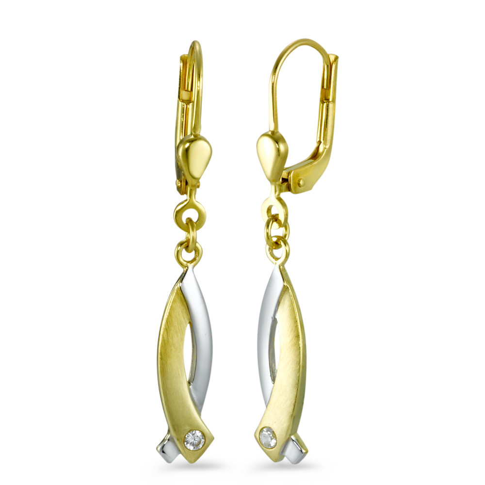 Pendant d'oreilles Or jaune 18K Zircone 2 Pierres-527187