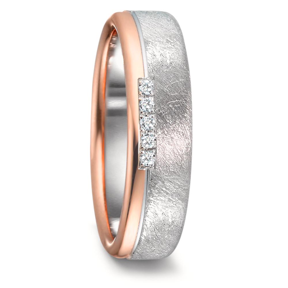 Alliance Or blanc 18K, Or rouge 18K Diamant 0.05 ct, 5 Pierres, tw-si-528381