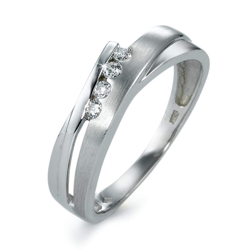 Bague Or blanc 18K Zircone 4 Pierres-528828