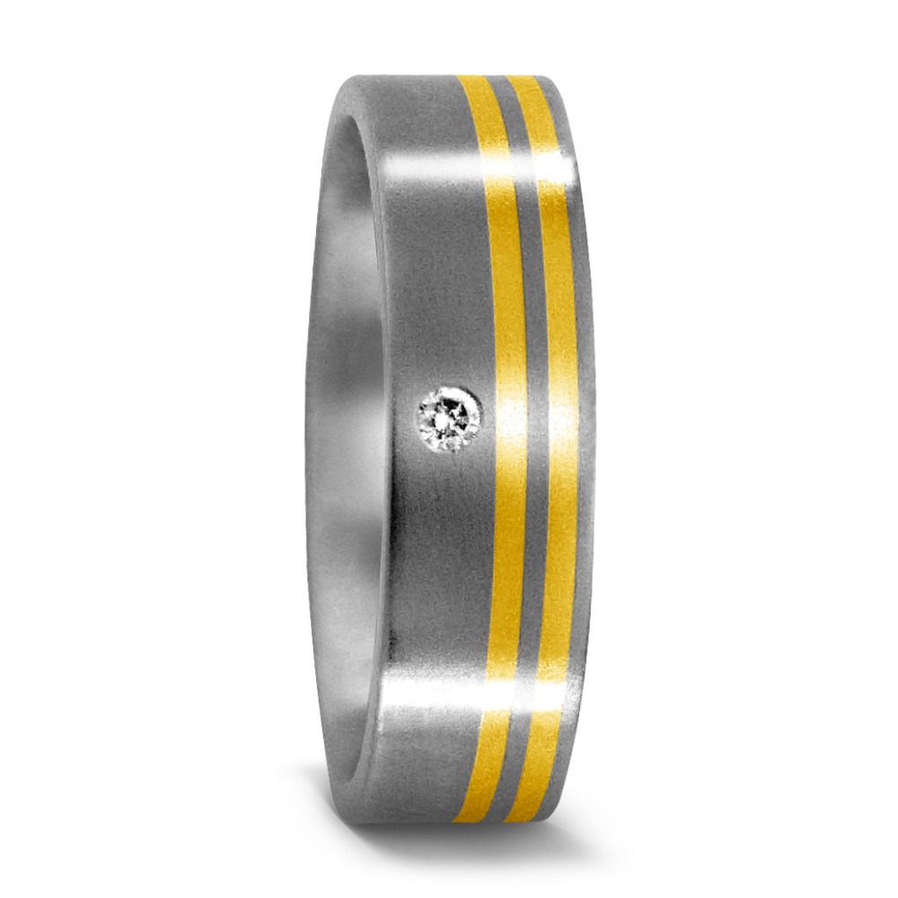 Bague Titane, Or jaune 18K Diamant 0.01 ct, w-si-529075