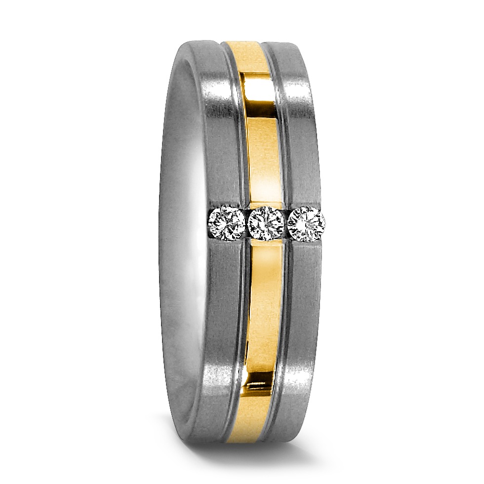 Alliance Titane, Or jaune 18K Diamant 0.06 ct, 3 Pierres, w-si-529130