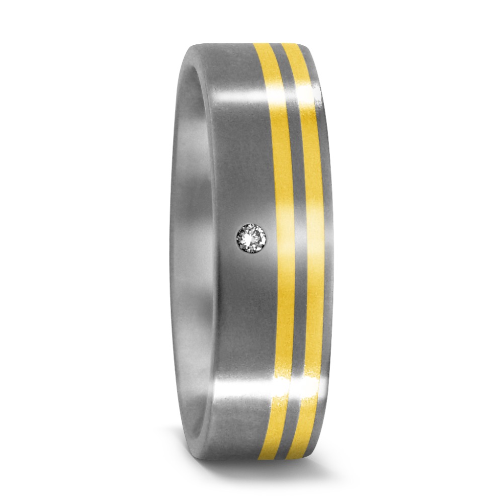 Bague Titane, Or jaune 18K Diamant 0.03 ct, w-si-529132