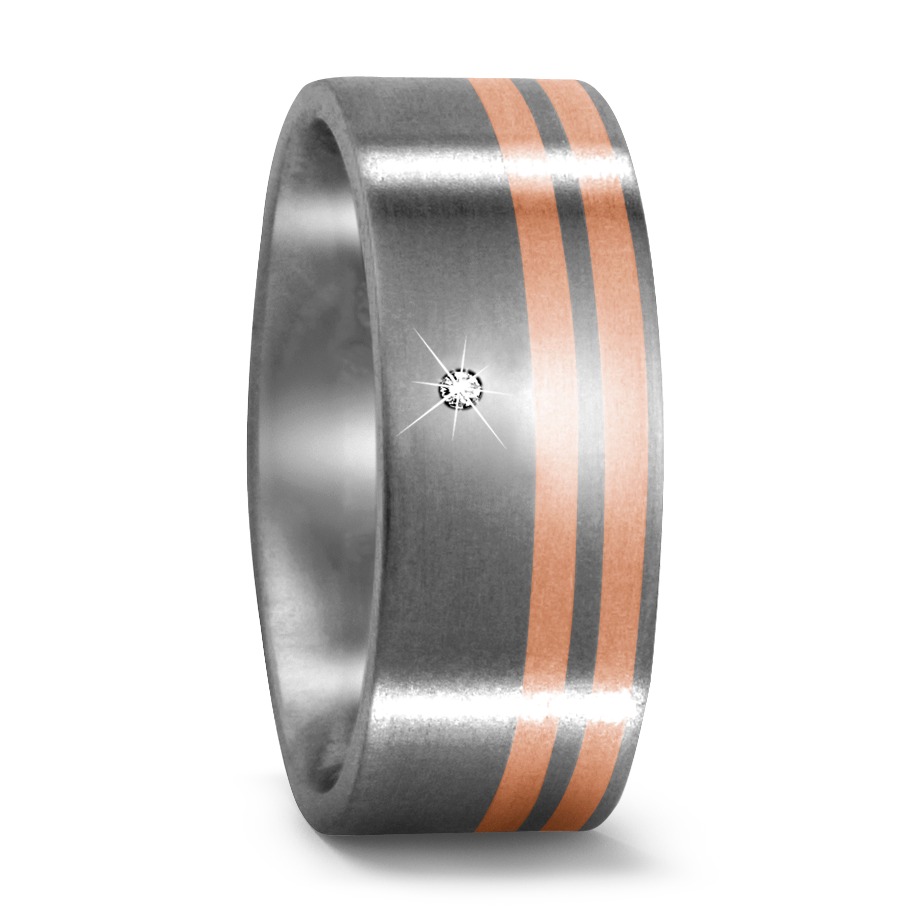 Bague Titane, Or rouge 18K Diamant 0.05 ct, w-si-529134