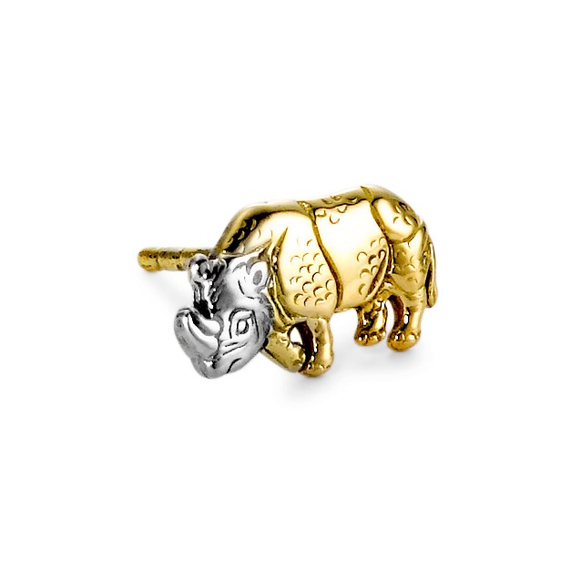 Clous d'oreille à l'unité Or jaune 18K Rhinocéros-529254