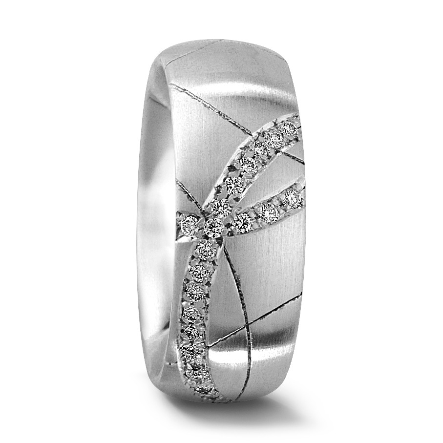 Alliance Or blanc 18K Diamant 0.125 ct, 25 Pierres, tw-si-529267