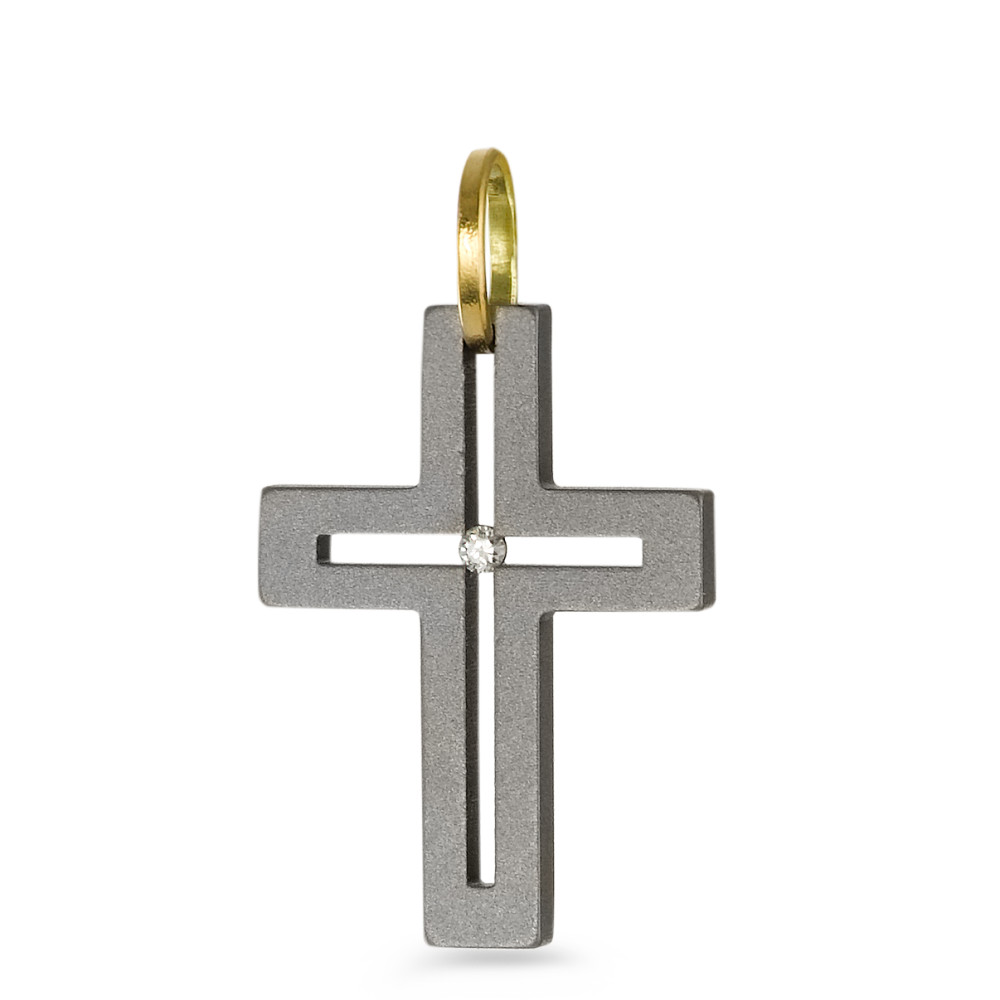 Pendentif Titane, Or jaune 18K Diamant 0.01 ct, w-si-529327